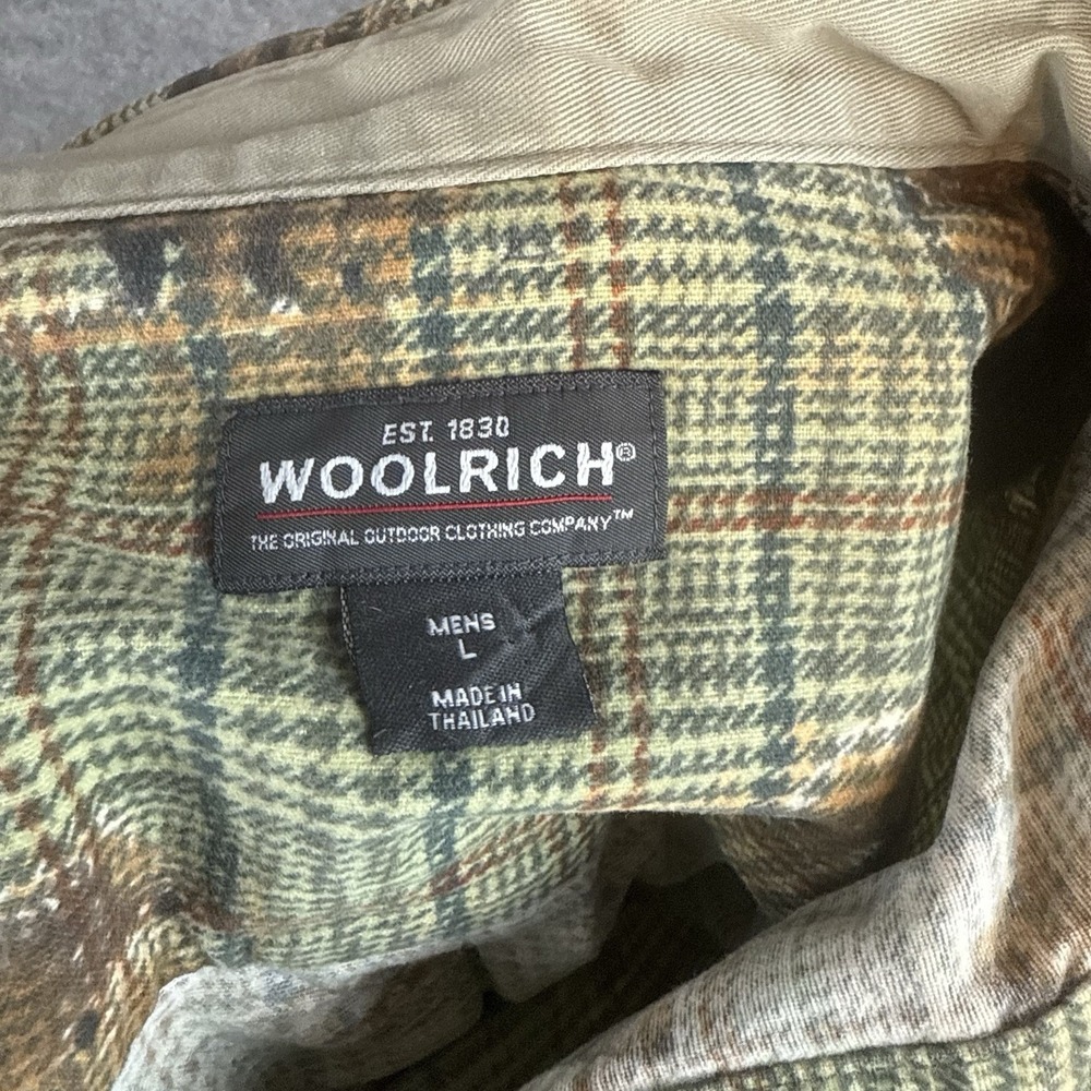 Woolrich Flannel Shirt Mens Large Bears Plaid AOP Button Up Elbow Patches - Picture 5 of 9